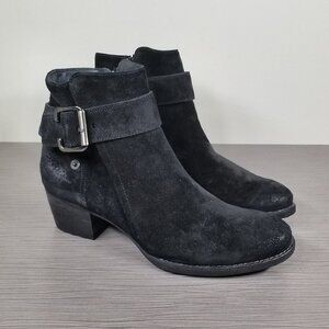 Paul Jano Moto Bootie, Black Suede, Womens Size 6.5 M